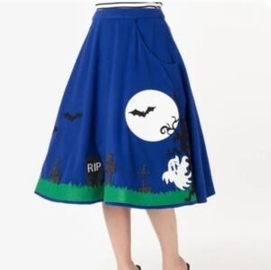 Unique Vintage Blue Halloween A-Line Skirt